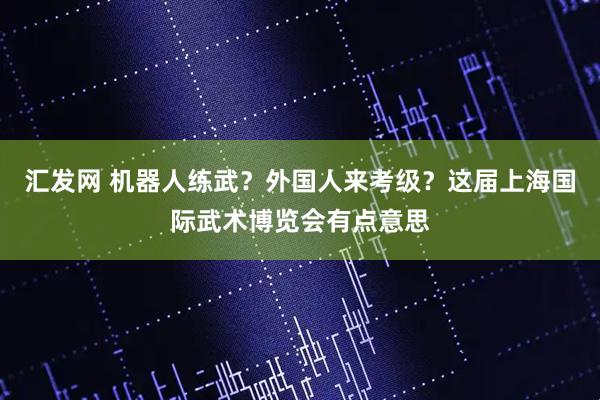 汇发网 机器人练武？外国人来考级？这届上海国际武术博览会有点意思
